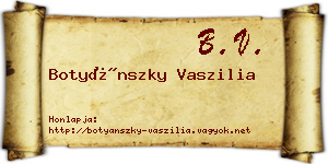 Botyánszky Vaszilia névjegykártya